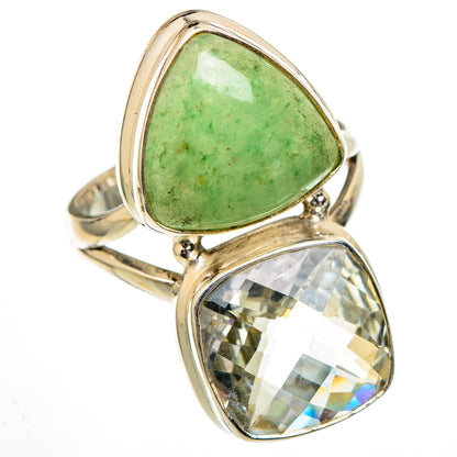 Green Aventurine, White Quartz Rings handcrafted by Ana Silver Co - RING102111