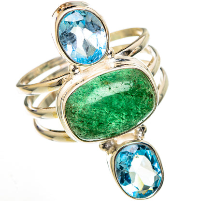 Green Aventurine, Blue Topaz Rings handcrafted by Ana Silver Co - RING102171