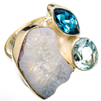 Rainbow Moonstone, Tanzanite, Blue Topaz Rings handcrafted by Ana Silver Co - RING102176