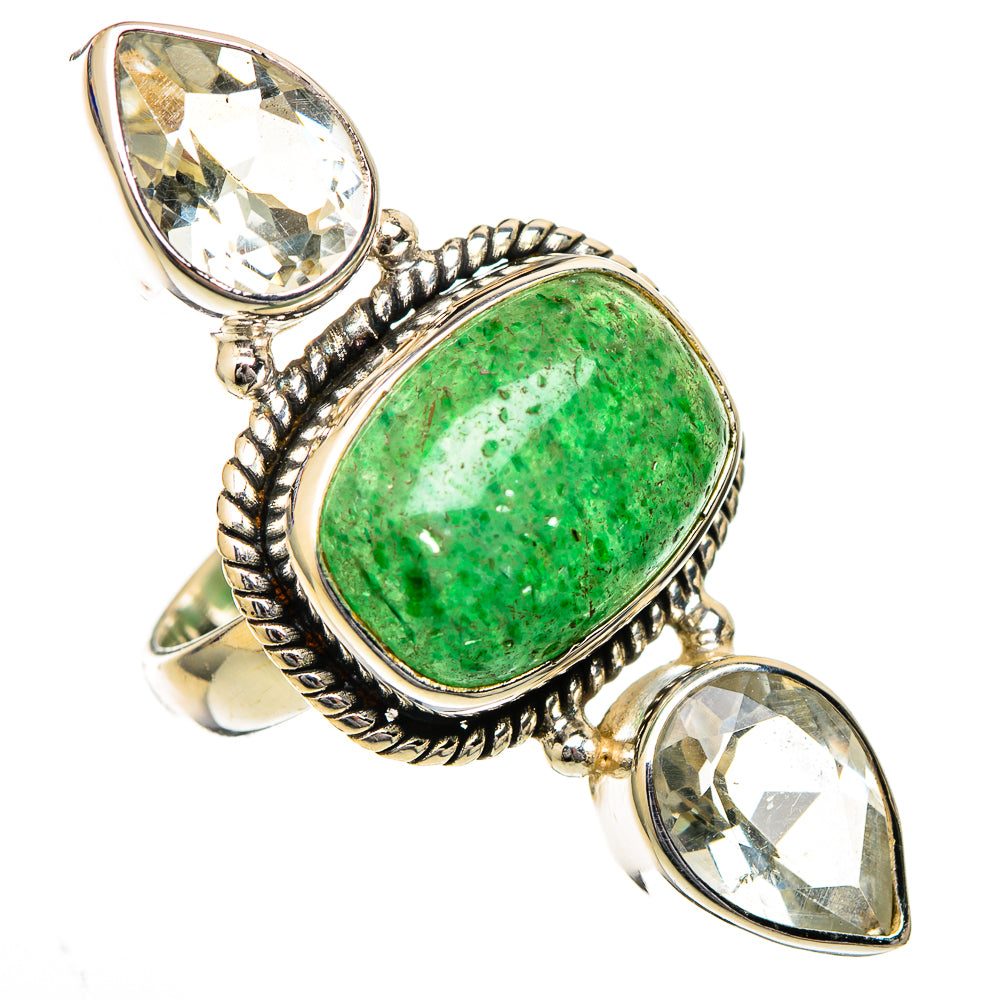 Green Aventurine, White Quartz Rings handcrafted by Ana Silver Co - RING102186 - Photo 2