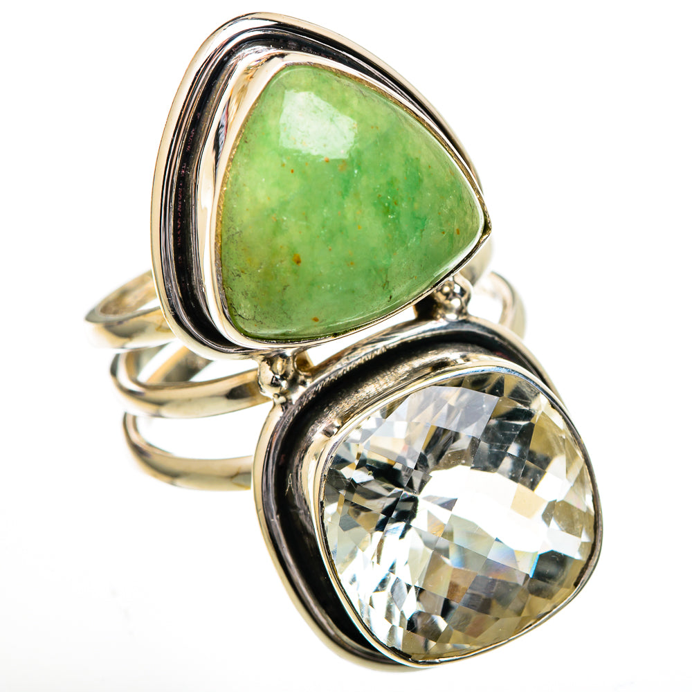 Green Amethyst, Green Aventurine Rings handcrafted by Ana Silver Co - RING102223
