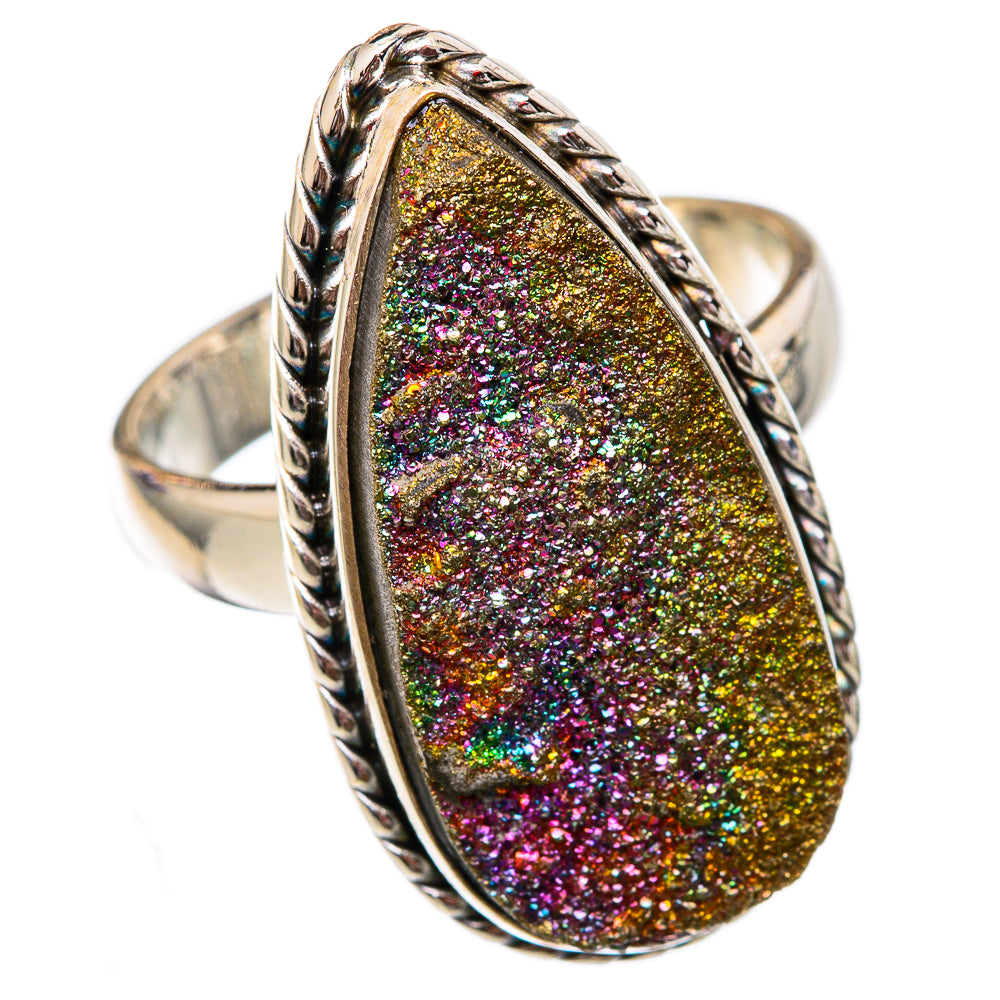 Spectro Pyrite Druzy Rings handcrafted by Ana Silver Co - RING102257 - Photo 2