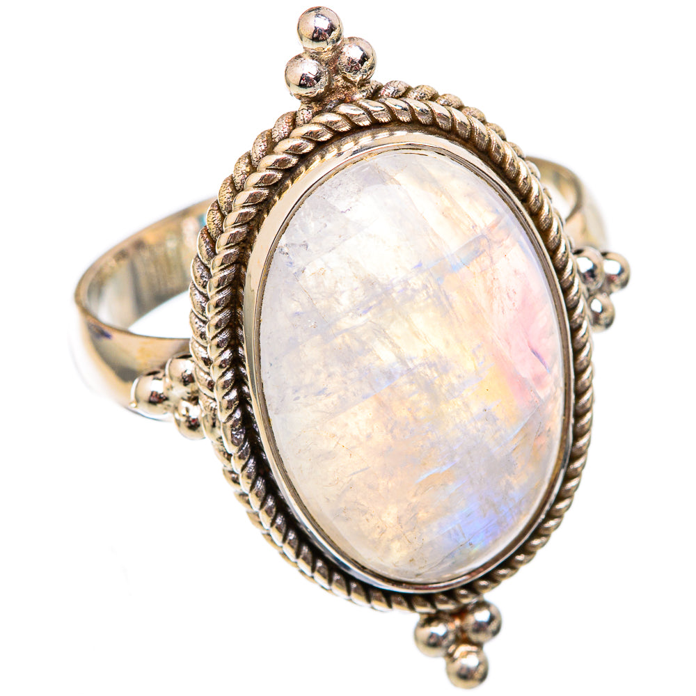 Rainbow Moonstone Rings handcrafted by Ana Silver Co - RING102263