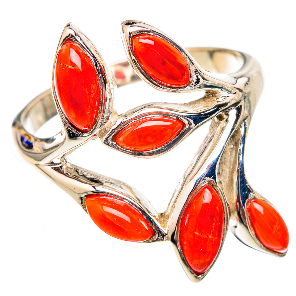 Mediterranean Red Coral Rings handcrafted by Ana Silver Co - RING102282 - Photo 2