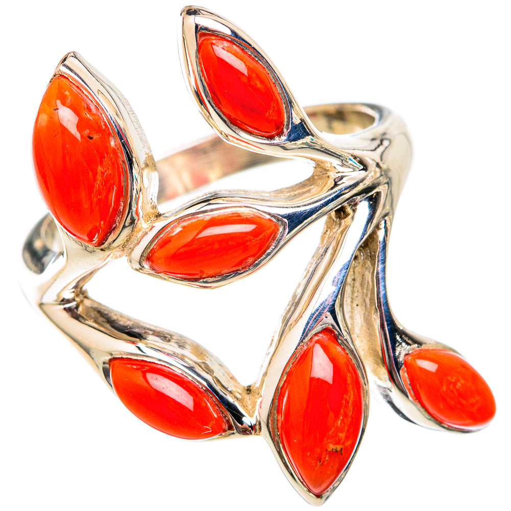 Mediterranean Red Coral Rings handcrafted by Ana Silver Co - RING102311 - Photo 2