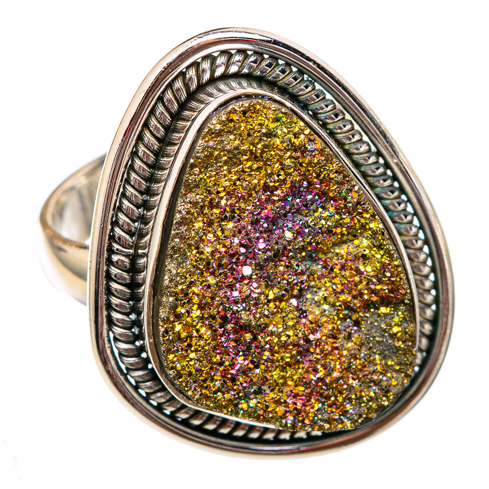 Spectro Pyrite Druzy Rings handcrafted by Ana Silver Co - RING102314 - Photo 2