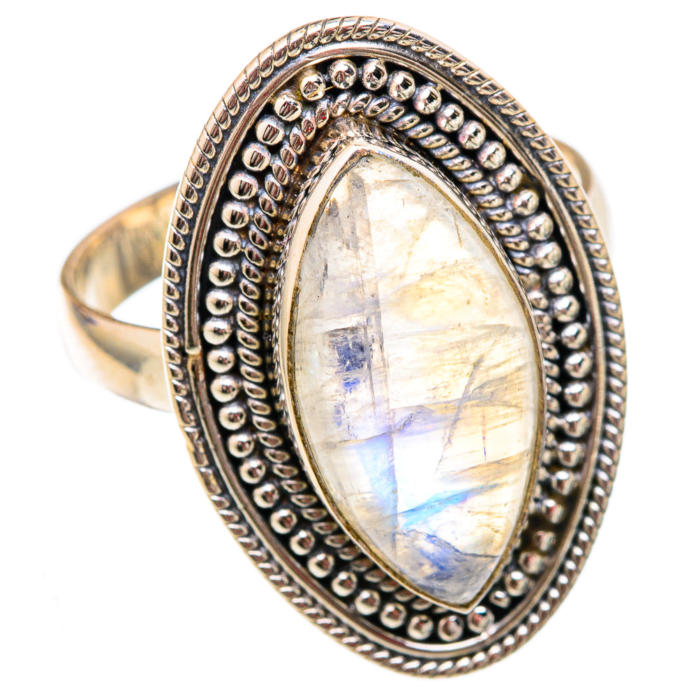 Rainbow Moonstone Rings handcrafted by Ana Silver Co - RING102318 - Photo 2