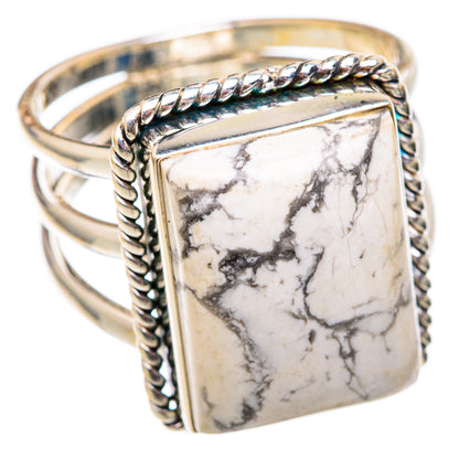 Howlite Rings handcrafted by Ana Silver Co - RING102319 - Photo 2
