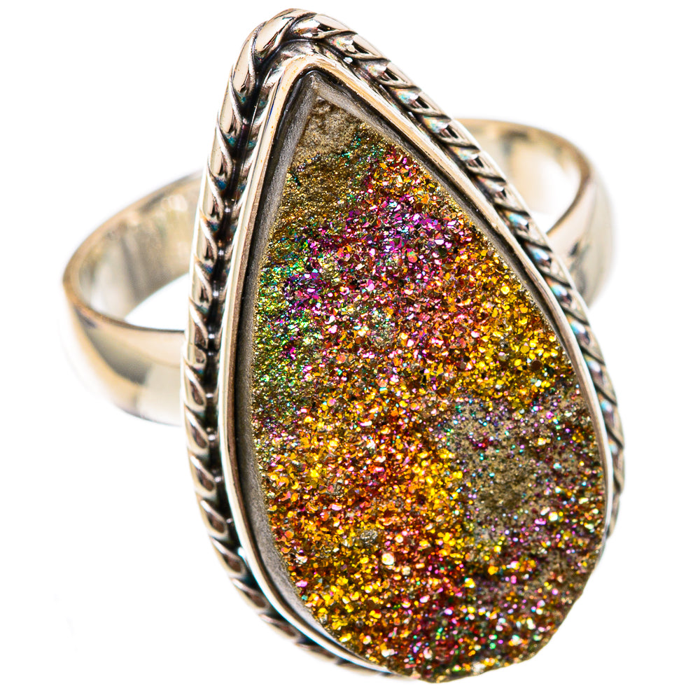 Spectro Pyrite Druzy Rings handcrafted by Ana Silver Co - RING102340 - Photo 2