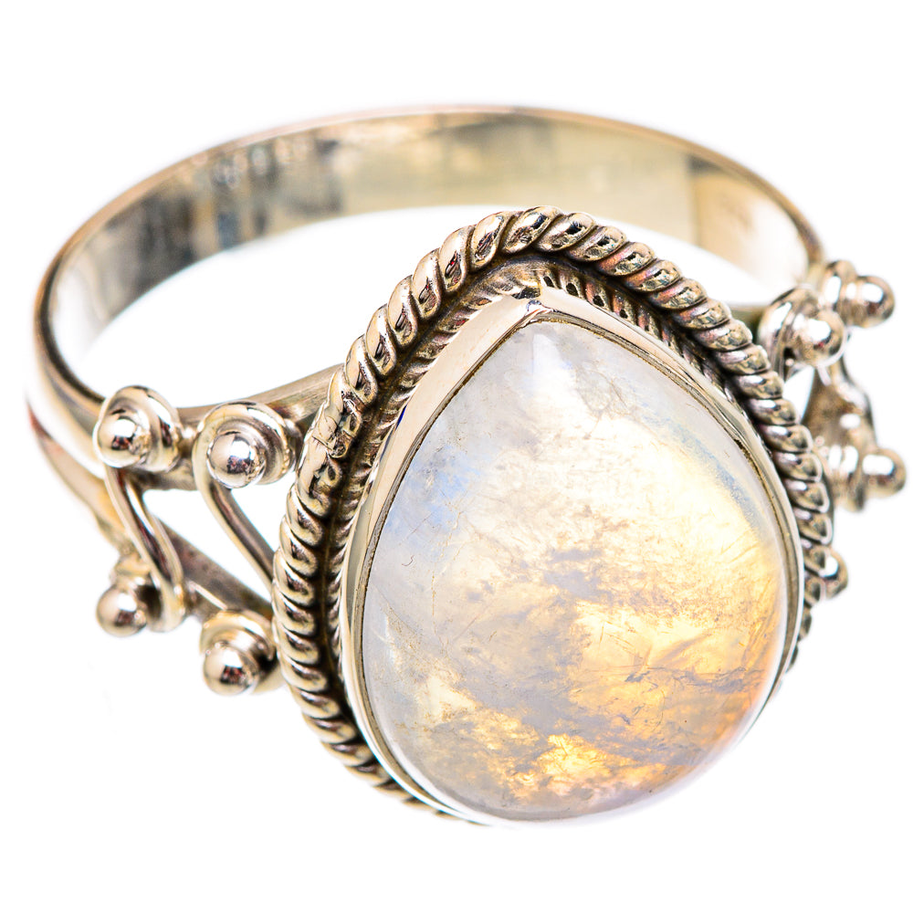 Rainbow Moonstone Rings handcrafted by Ana Silver Co - RING102343 - Photo 2