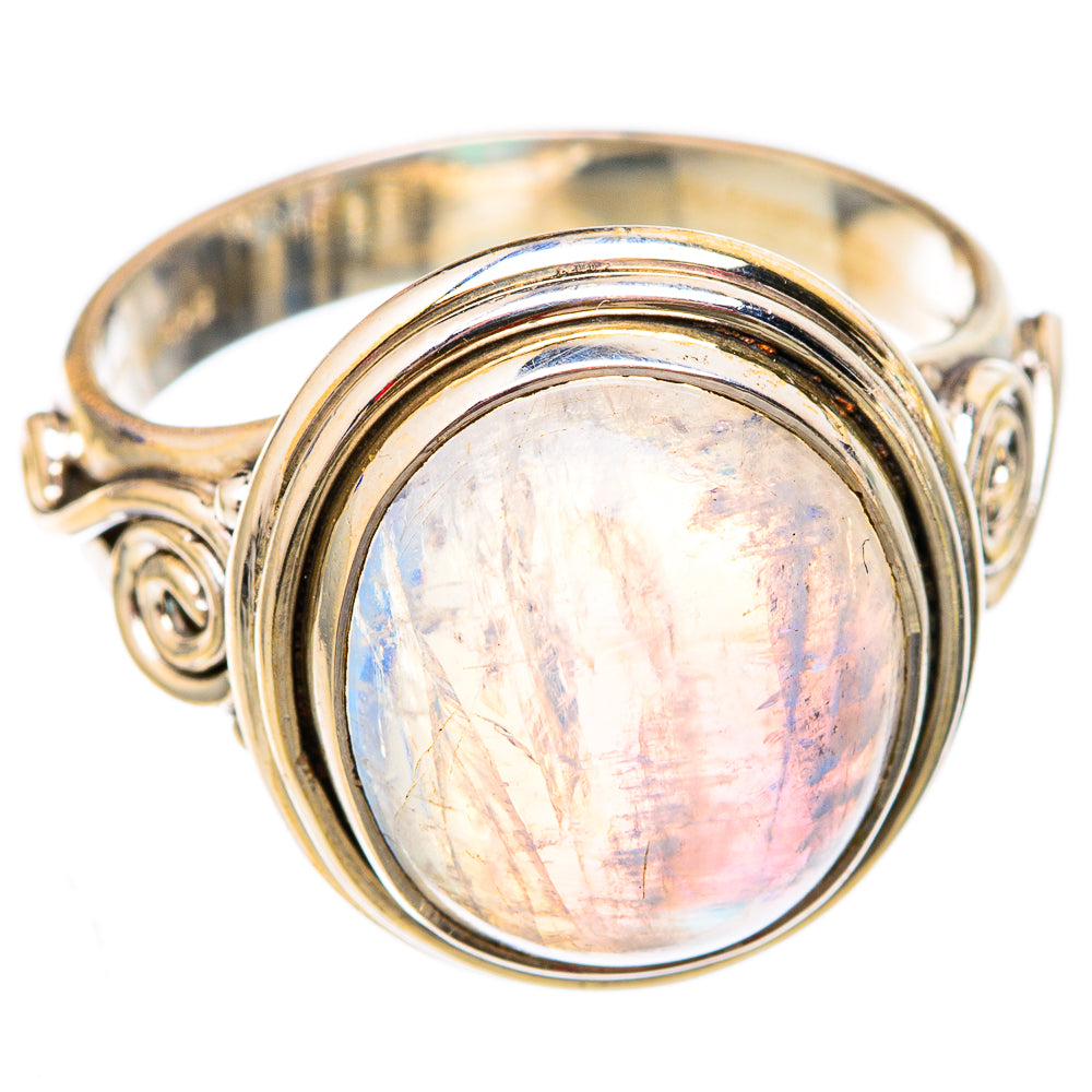 Rainbow Moonstone Rings handcrafted by Ana Silver Co - RING102364