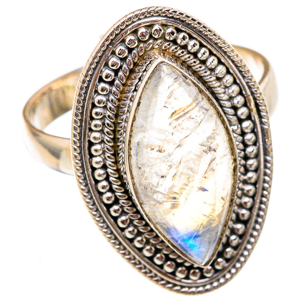 Rainbow Moonstone Rings handcrafted by Ana Silver Co - RING102365