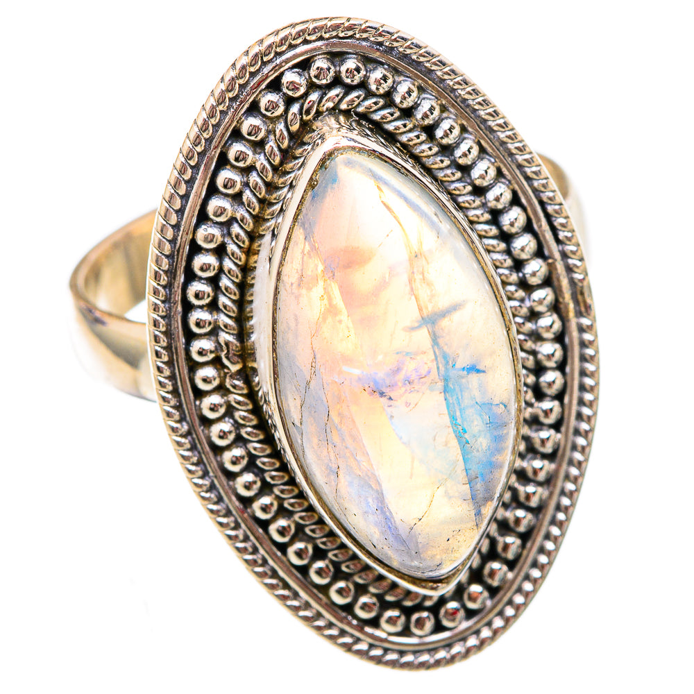 Rainbow Moonstone Rings handcrafted by Ana Silver Co - RING102380