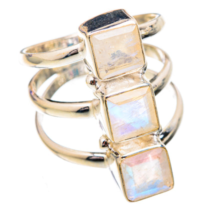 Rainbow Moonstone Rings handcrafted by Ana Silver Co - RING102382