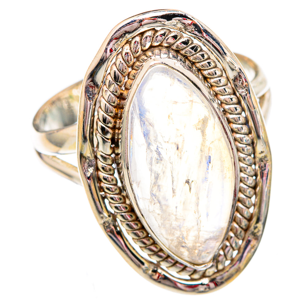 Rainbow Moonstone Rings handcrafted by Ana Silver Co - RING102439