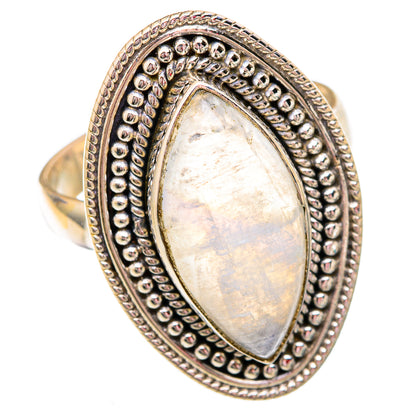 Rainbow Moonstone Rings handcrafted by Ana Silver Co - RING102516