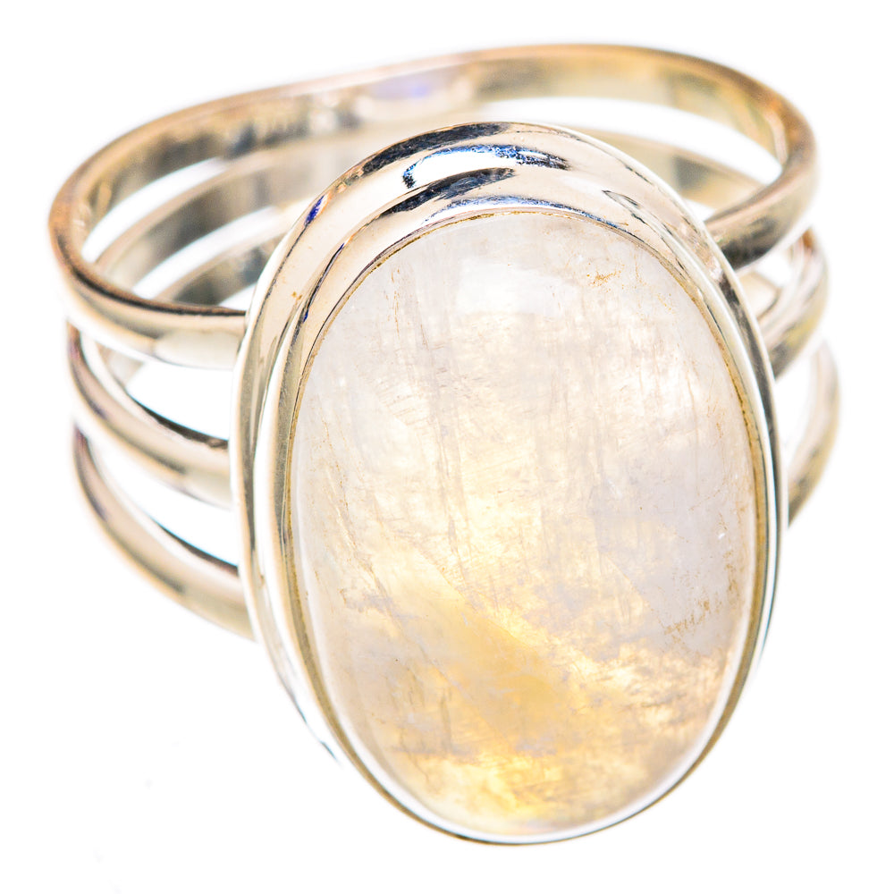 Rainbow Moonstone Rings handcrafted by Ana Silver Co - RING102525