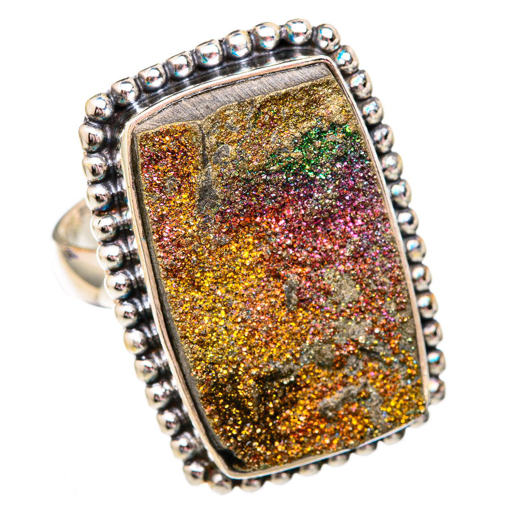 Spectro Pyrite Druzy Rings handcrafted by Ana Silver Co - RING102564 - Photo 2