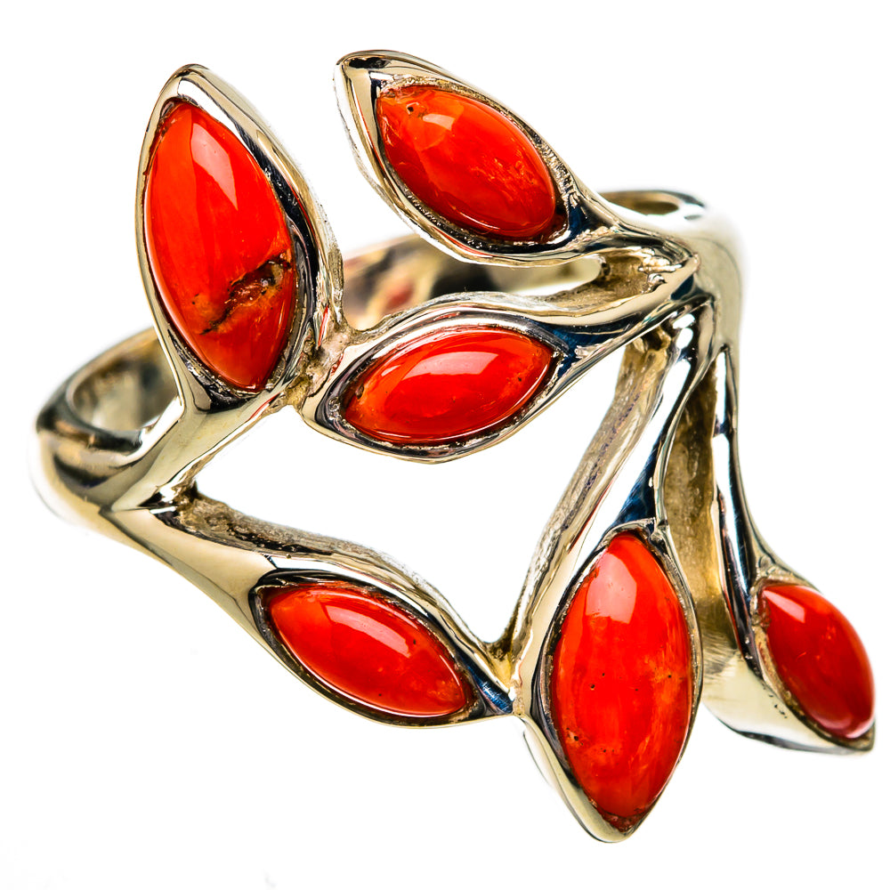 Mediterranean Red Coral Rings handcrafted by Ana Silver Co - RING102580 - Photo 2