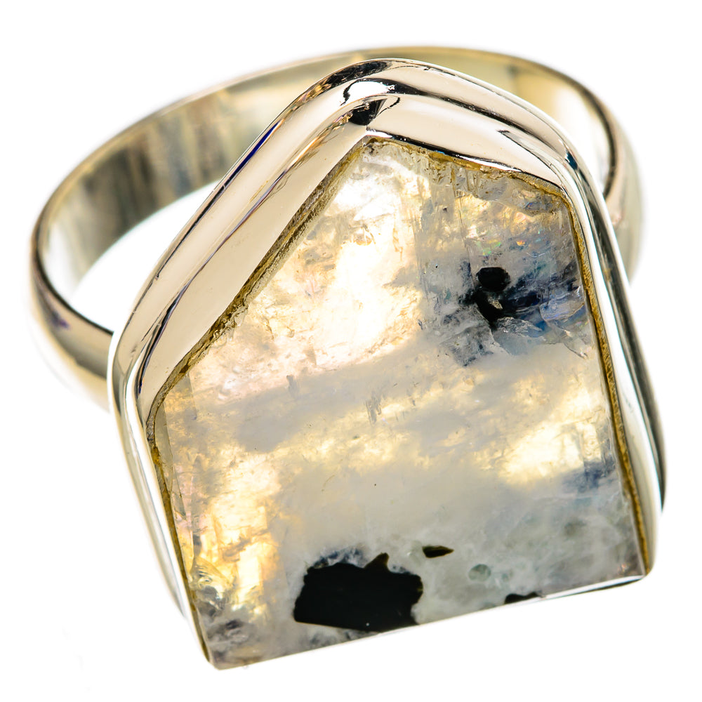 Rainbow Moonstone Rings handcrafted by Ana Silver Co - RING102586