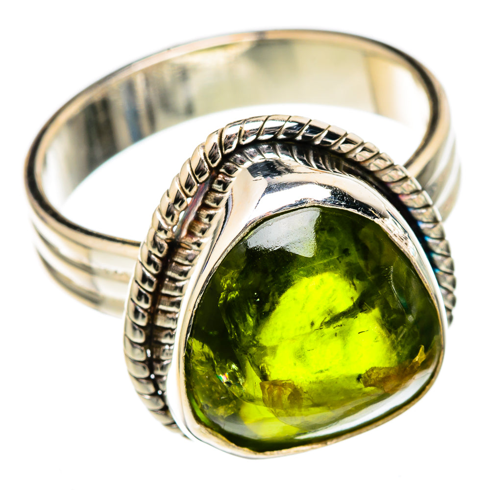 Green Tourmaline Rings handcrafted by Ana Silver Co - RING102594 - Photo 2