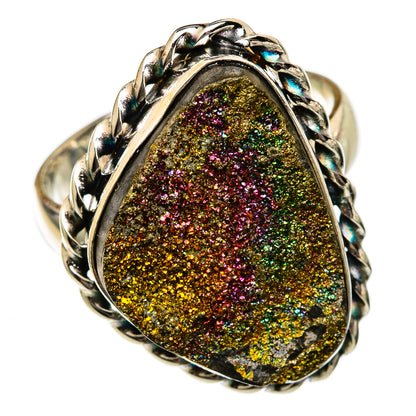 Spectro Pyrite Druzy Rings handcrafted by Ana Silver Co - RING102606 - Photo 2