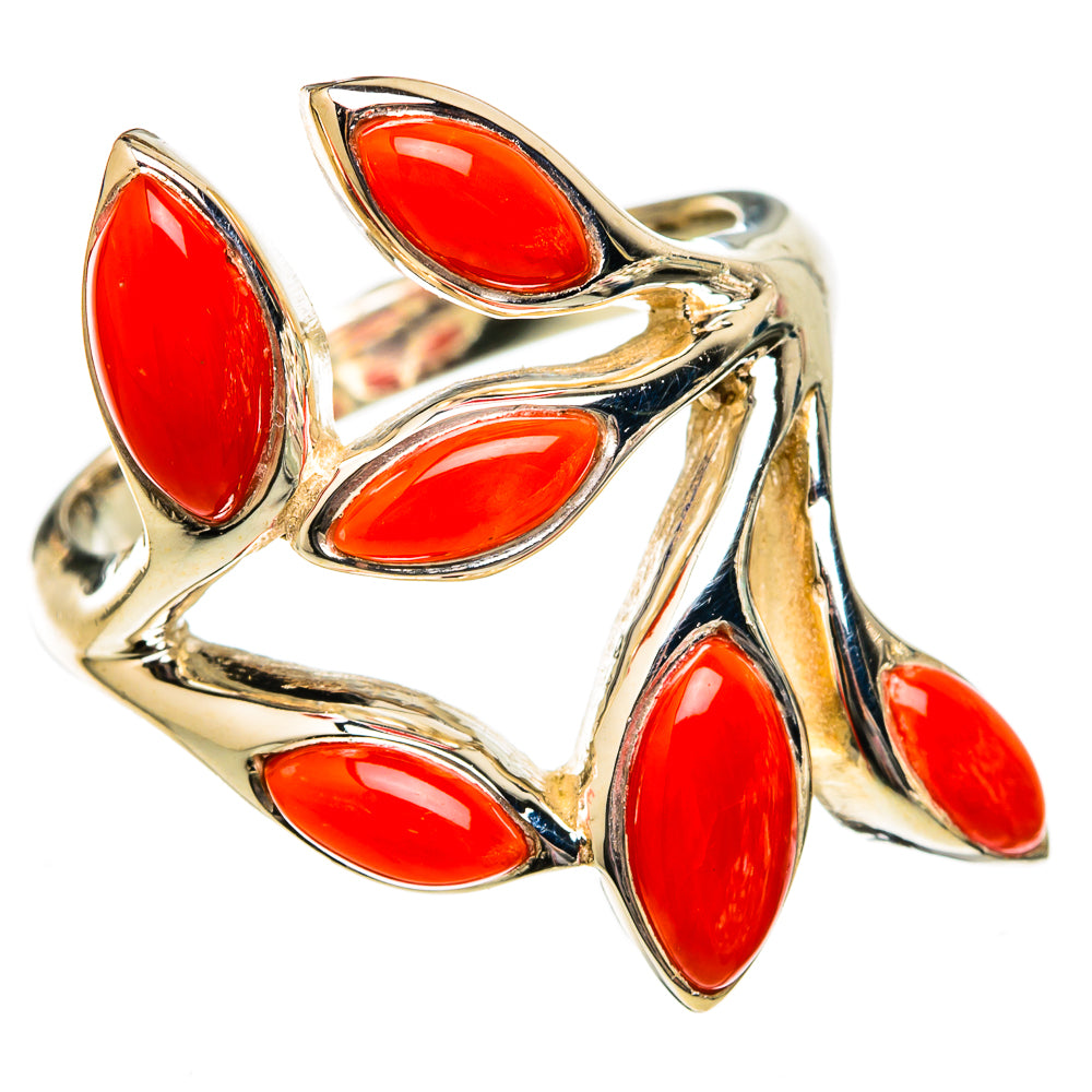 Mediterranean Red Coral Rings handcrafted by Ana Silver Co - RING102627 - Photo 2