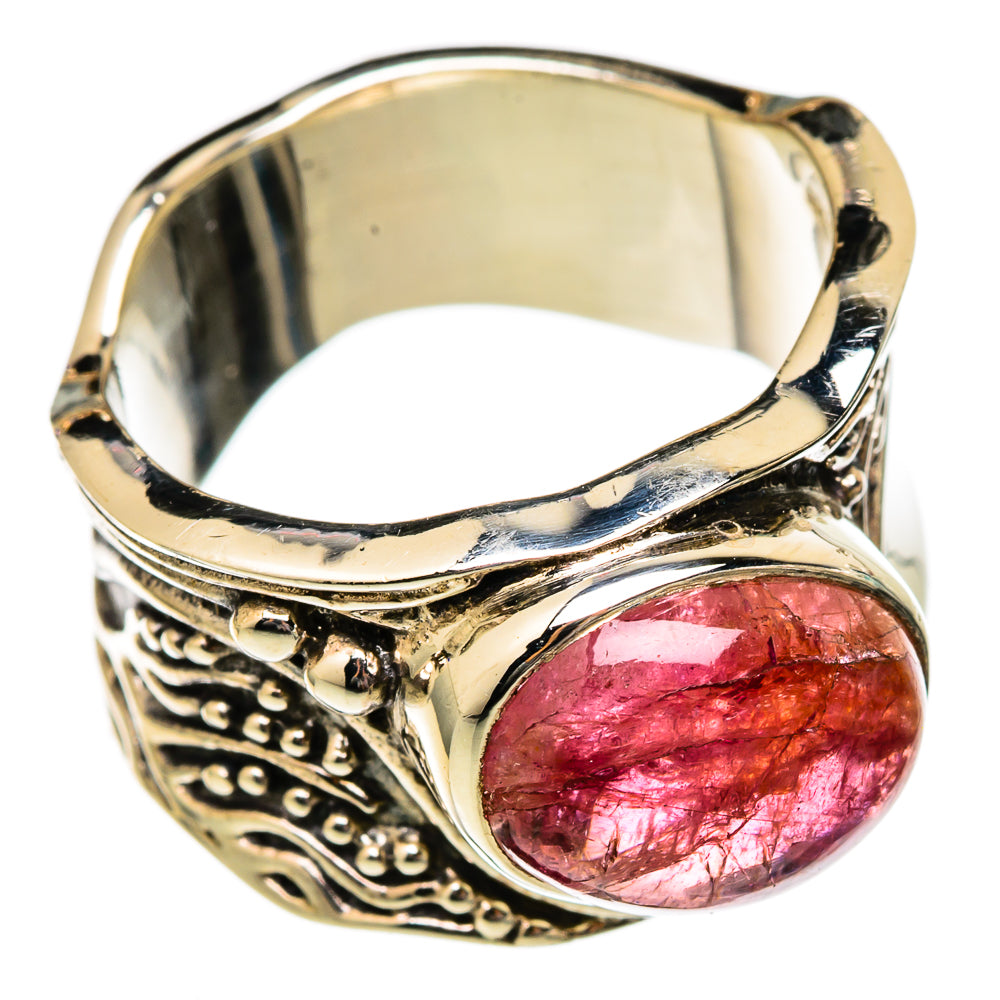 Pink tourmaline gemstone oval sterling silver ring with ornate band detail