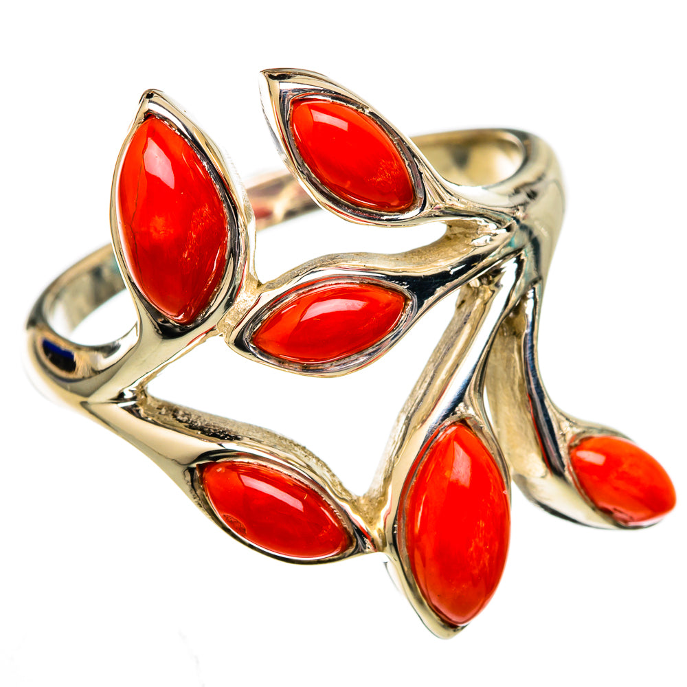 Mediterranean Red Coral Rings handcrafted by Ana Silver Co - RING102646 - Photo 2