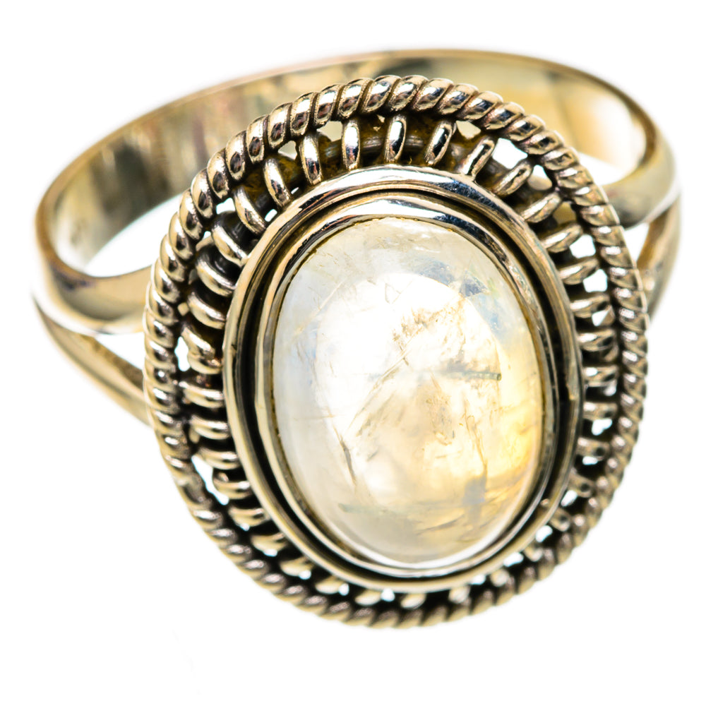 Rainbow Moonstone Rings handcrafted by Ana Silver Co - RING102652