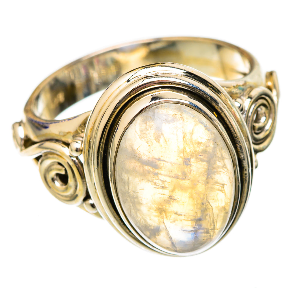 Rainbow Moonstone Rings handcrafted by Ana Silver Co - RING102695