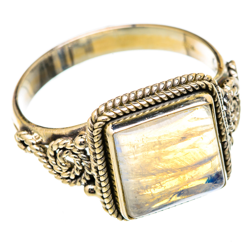 Rainbow Moonstone Rings handcrafted by Ana Silver Co - RING102704 - Photo 2