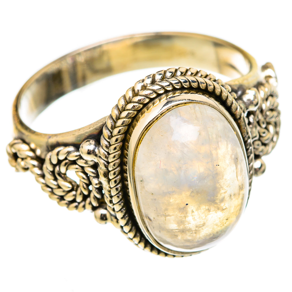 Rainbow Moonstone Rings handcrafted by Ana Silver Co - RING102716