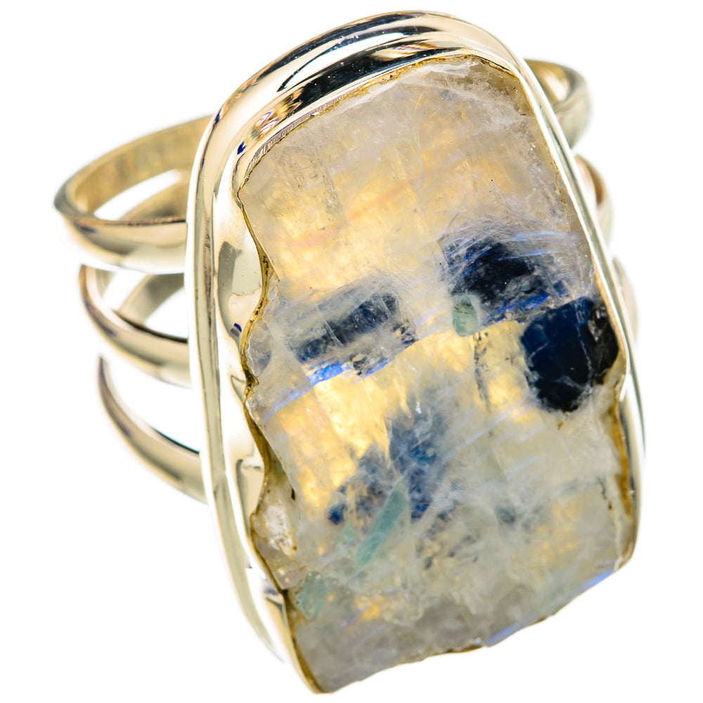 Rainbow Moonstone Rings handcrafted by Ana Silver Co - RING102760