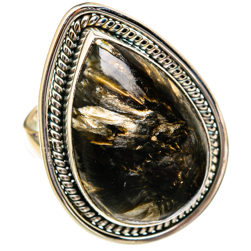 Golden Seraphinite Rings handcrafted by Ana Silver Co - RING102823 - Photo 2