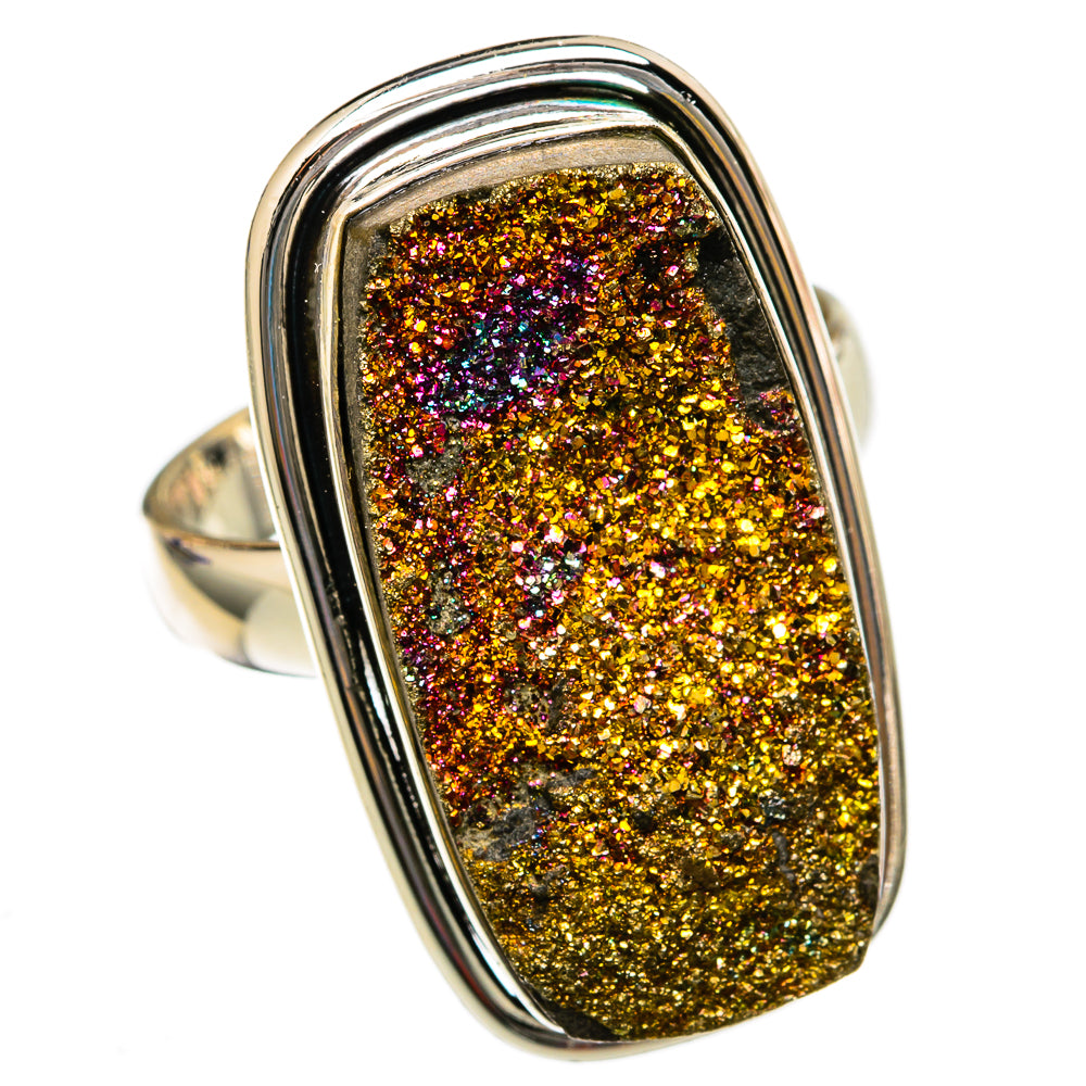 Spectro Pyrite Druzy Rings handcrafted by Ana Silver Co - RING102883 - Photo 2