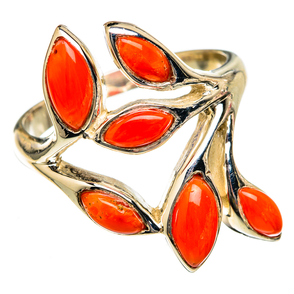 Mediterranean Red Coral Rings handcrafted by Ana Silver Co - RING102904 - Photo 2
