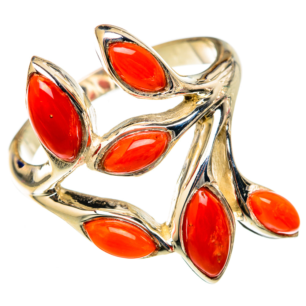 Mediterranean Red Coral Rings handcrafted by Ana Silver Co - RING102927 - Photo 2
