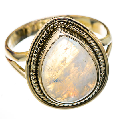 Rainbow Moonstone Rings handcrafted by Ana Silver Co - RING102931
