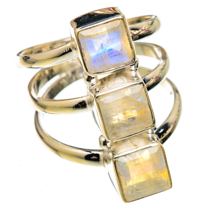 Rainbow Moonstone Rings handcrafted by Ana Silver Co - RING102935