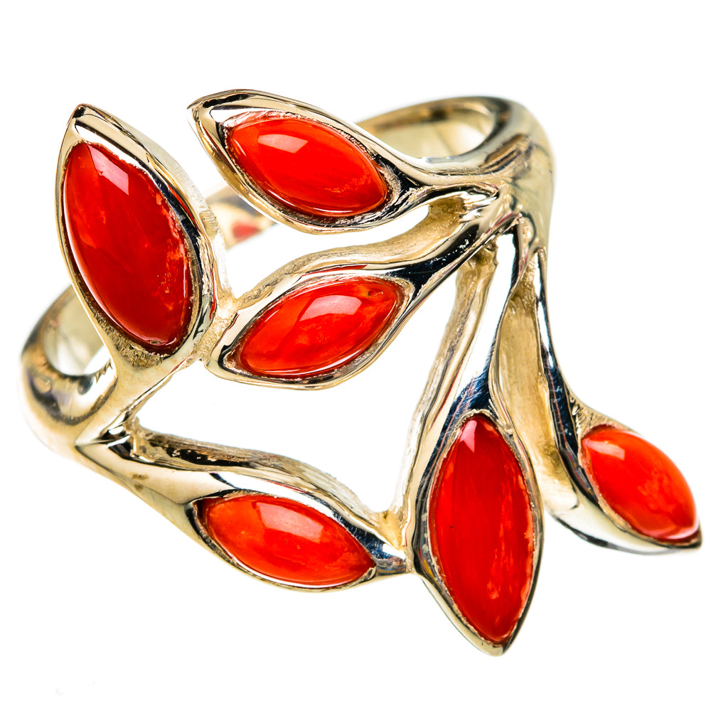 Mediterranean Red Coral Rings handcrafted by Ana Silver Co - RING102950 - Photo 2