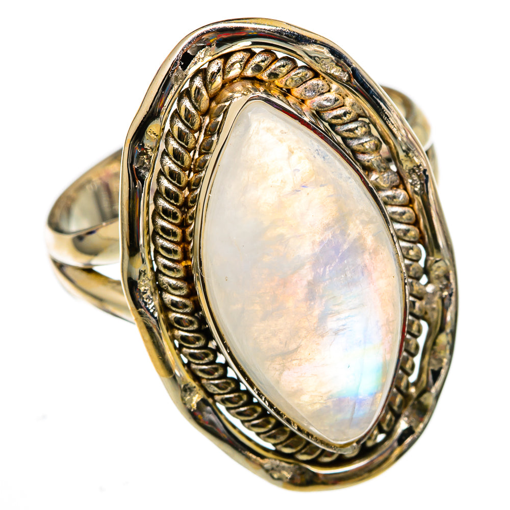 Rainbow Moonstone Rings handcrafted by Ana Silver Co - RING102953