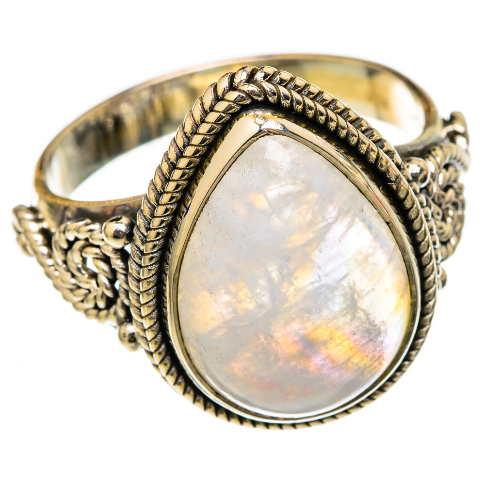 Rainbow Moonstone Rings handcrafted by Ana Silver Co - RING102955 - Photo 2
