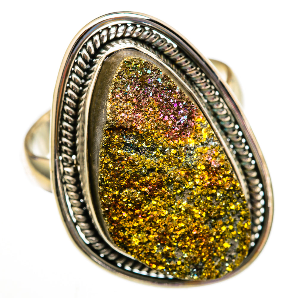 Spectro Pyrite Druzy Rings handcrafted by Ana Silver Co - RING103086 - Photo 2