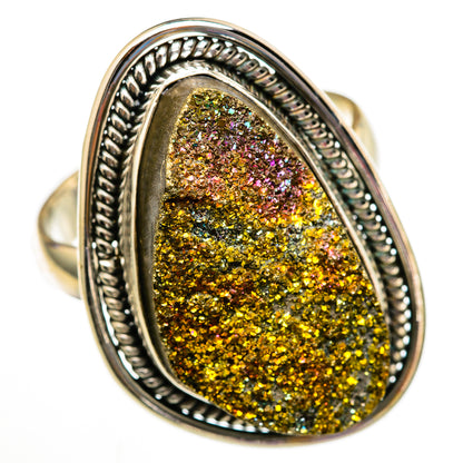 Spectro Pyrite Druzy Rings handcrafted by Ana Silver Co - RING103086 - Photo 2