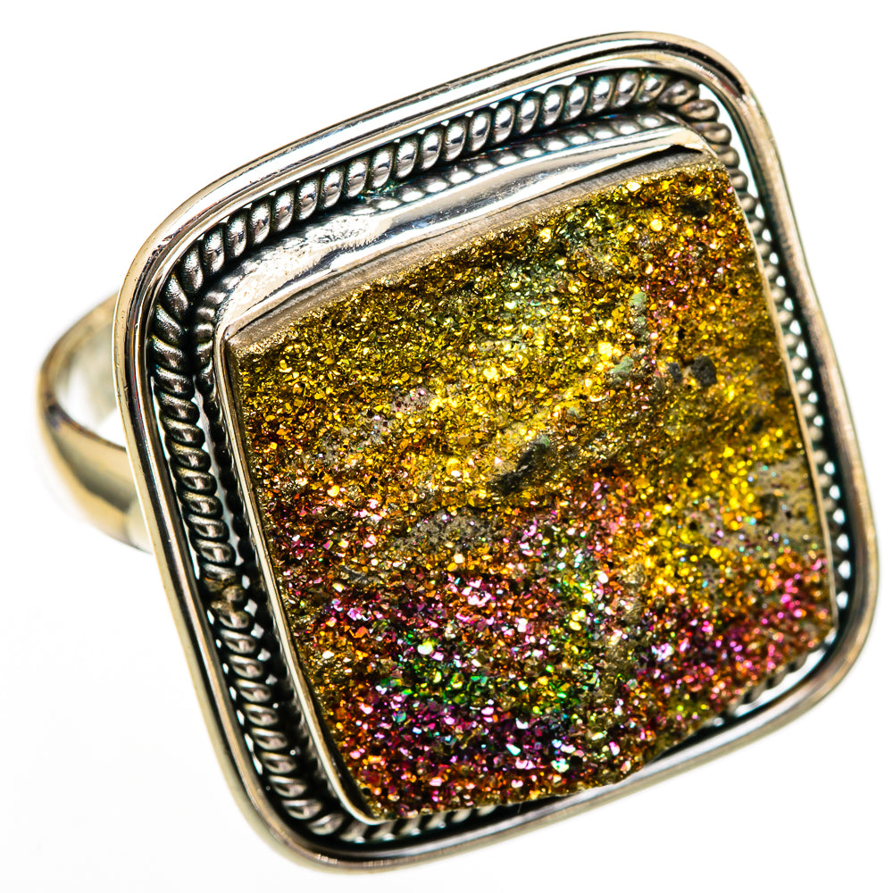 Spectro Pyrite Druzy Rings handcrafted by Ana Silver Co - RING103087 - Photo 2