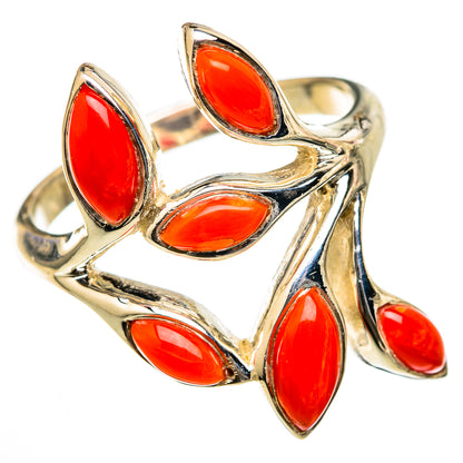 Mediterranean Red Coral Rings handcrafted by Ana Silver Co - RING103209 - Photo 2