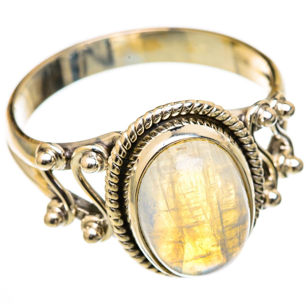 Rainbow Moonstone Rings handcrafted by Ana Silver Co - RING103215
