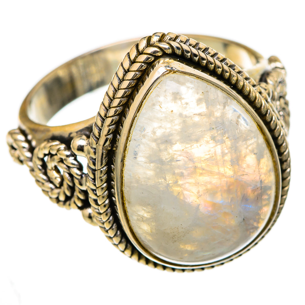 Rainbow Moonstone Rings handcrafted by Ana Silver Co - RING103240