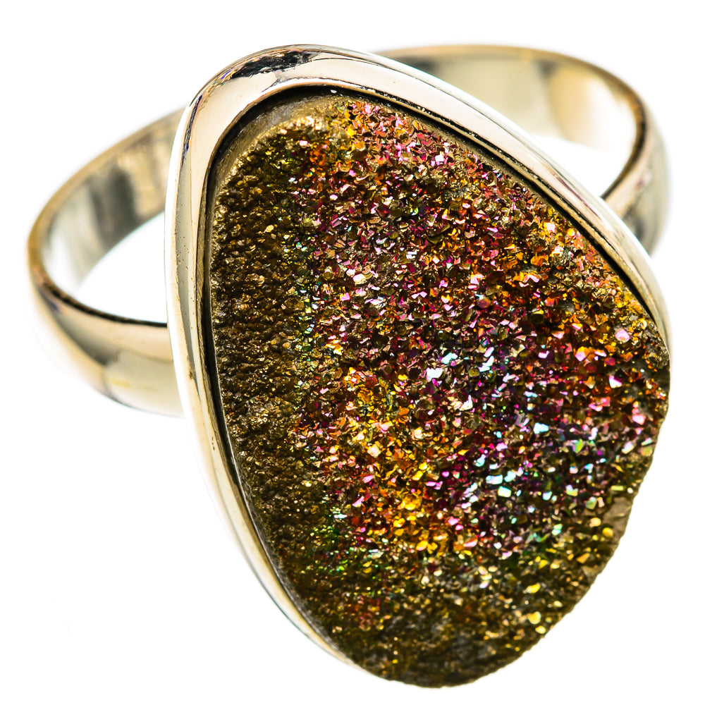 Spectro Pyrite Druzy Rings handcrafted by Ana Silver Co - RING103259 - Photo 2